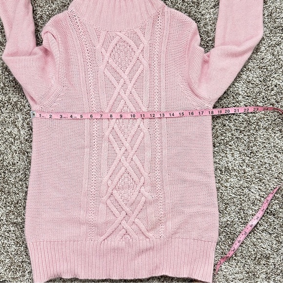 J. Crew Pink Turtleneck Cable Knit Sweater XL - Picture 3 of 6